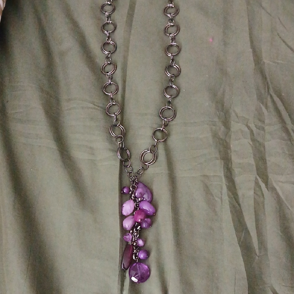 TARAMANDO Womens Purple Necklace with Silver Accents NWT